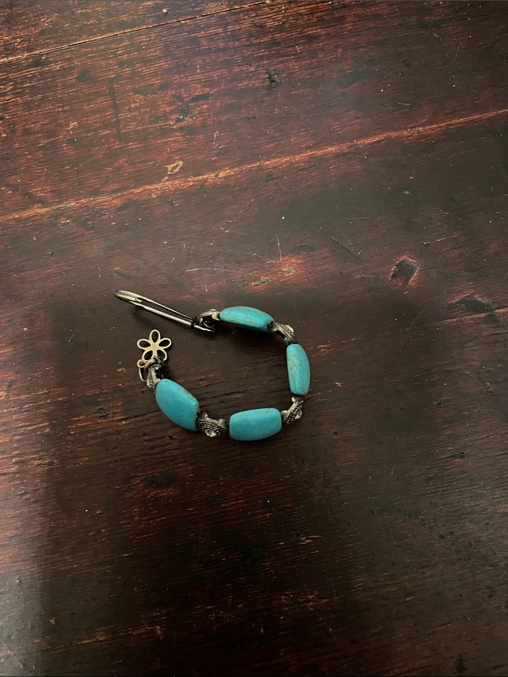 Turquoise Bead Dangle Earring with Flower Accent - Women Jewelry